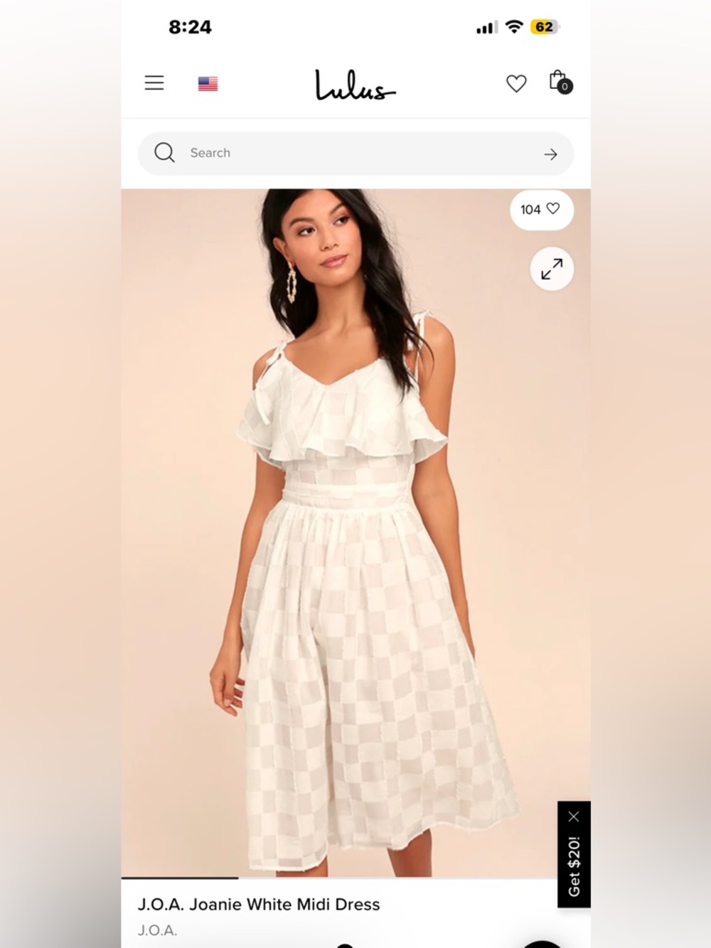 J.O.A. White Ruffled Cold-Shoulder Midi Dress